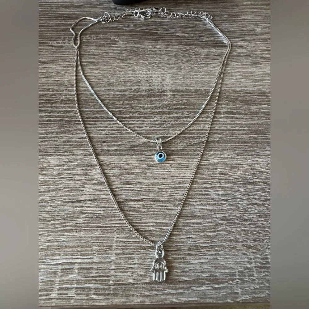 Evil Eye and Hamsa necklace A1497